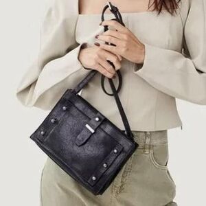 Botkier Warren City Black Metallic Small Leather Crossbody